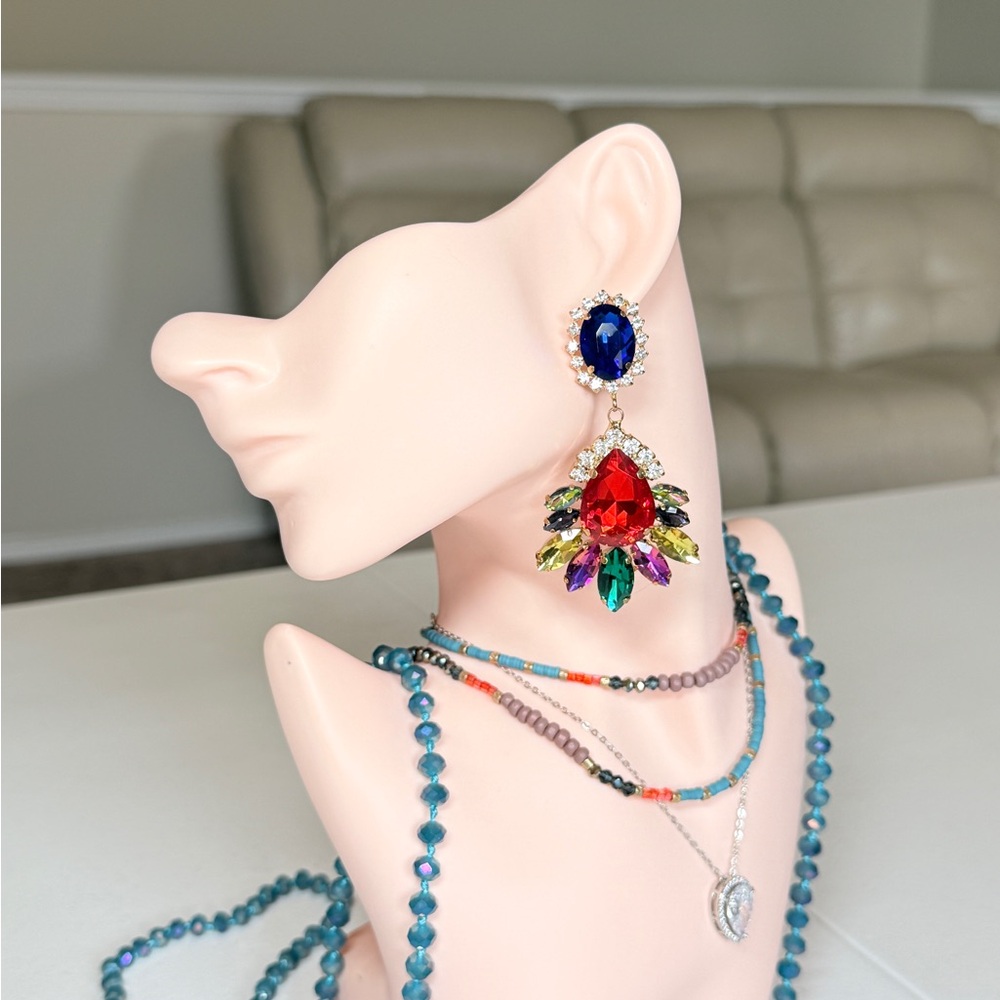 Multicolor Crystal Statement Drop Earrings